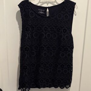 Talbots Women's Navy Floral Lace Blouse